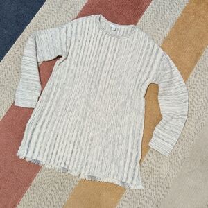 J Jill Button Back Fringe Hem Tunic Sweater Neutral Petite S Small